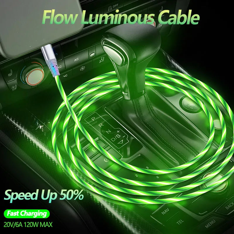 6A Fast Charging Glowing Micro USB & Type C Cable