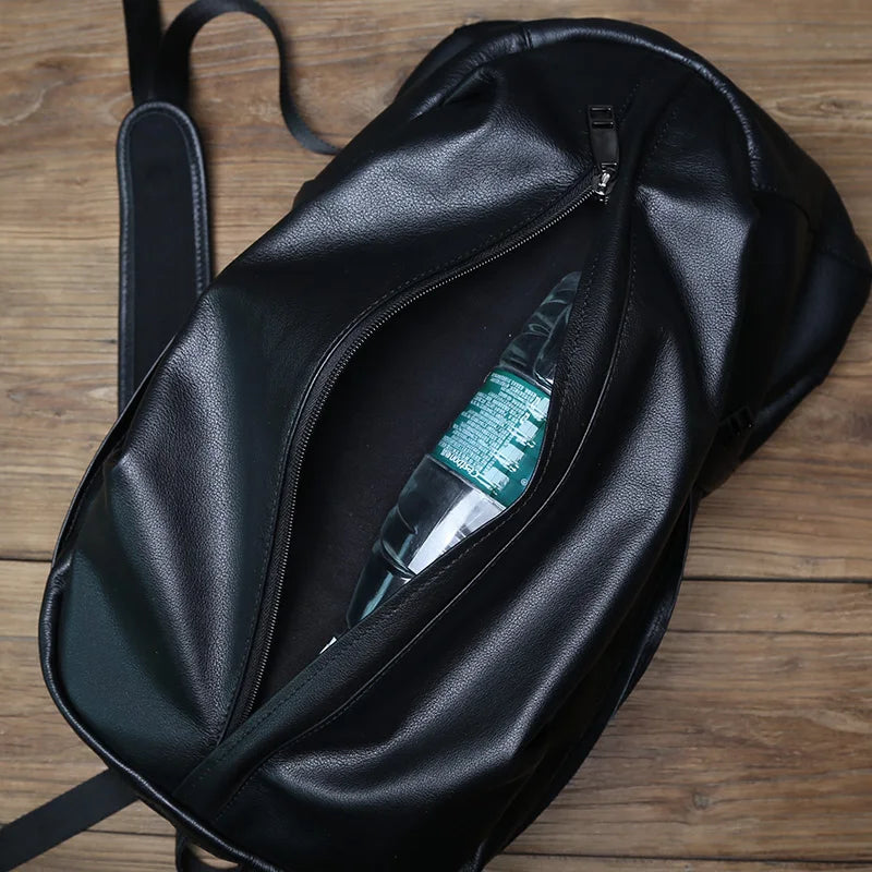 Mochila de piel auténtica de gran capacidad para hombre | Perfecta para viajes y negocios