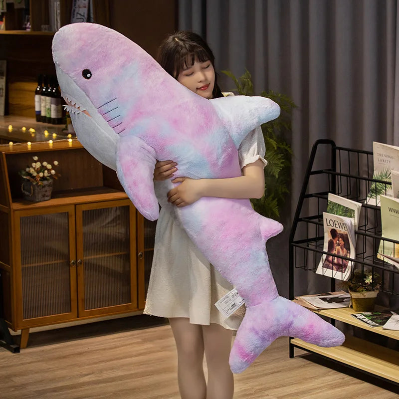 Giant Cute Colorful Shark Plush Toy | Soft Animal Pillow Cushion
