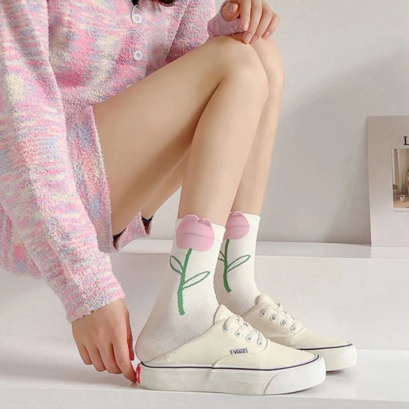 Women's Cartoon Flower Candy Color Socks | Stylish & Comfortable