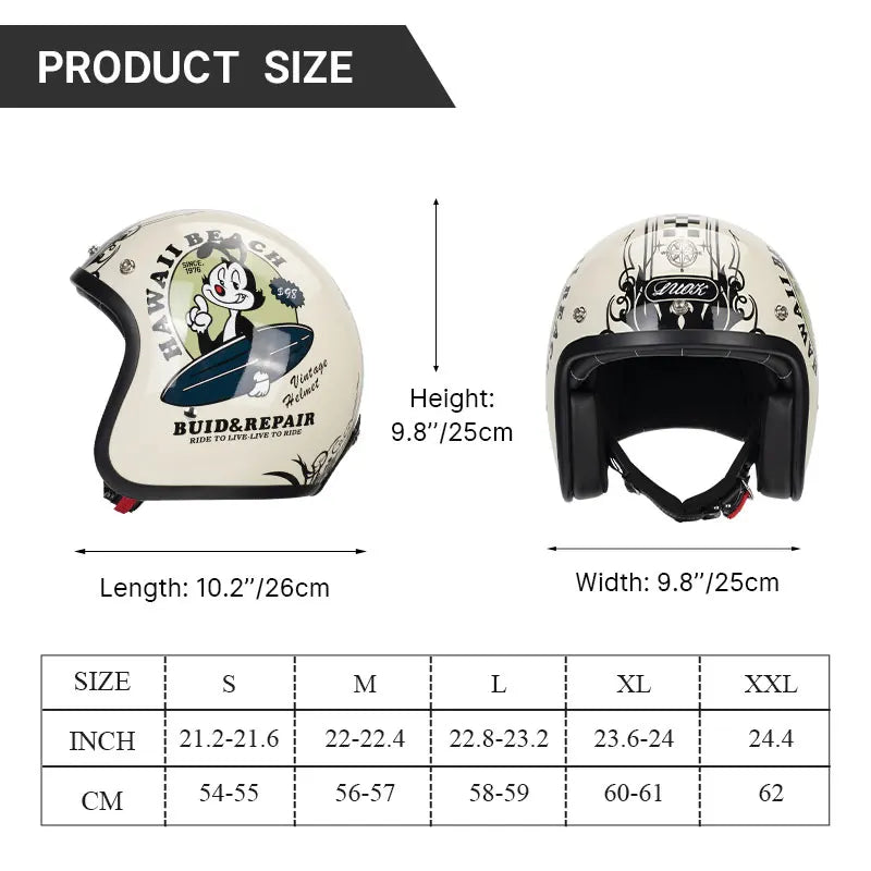 DOT Approved Vintage Motorcycle Helmet | Open Face Riding Gear