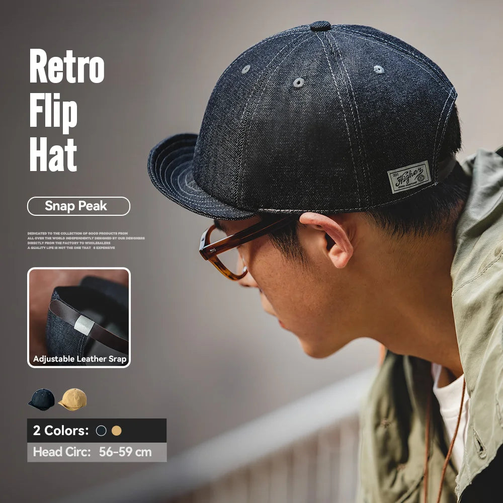 Men's Oversize Denim Golf Cap | Stylish Casual Newsboy Hat