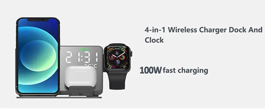 4-in-1 Wireless Charger Stand | Fast 30W Charging Solution