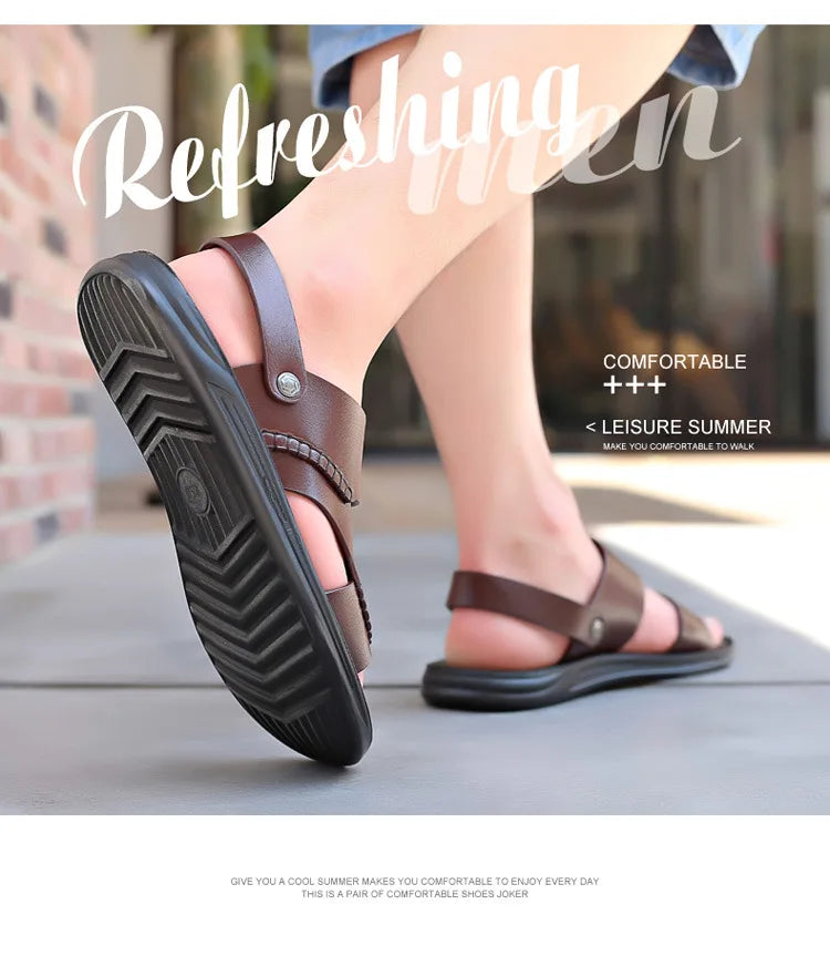 Men's Stylish Leather Sandals | Breathable Casual Beach Shoes