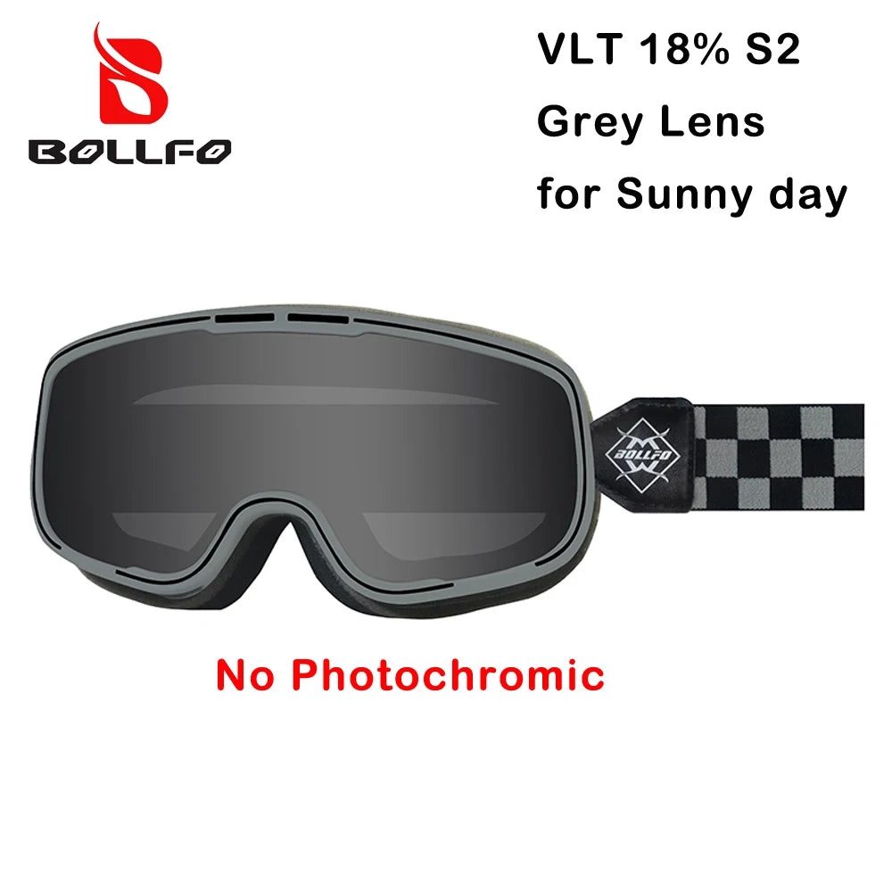 BOLLFO Photochromic Motorcycle Goggles Motorbike Eyewear OTG UV Protection Auto-tinting ATV Glasses Windproof Dirt Bike Goggles