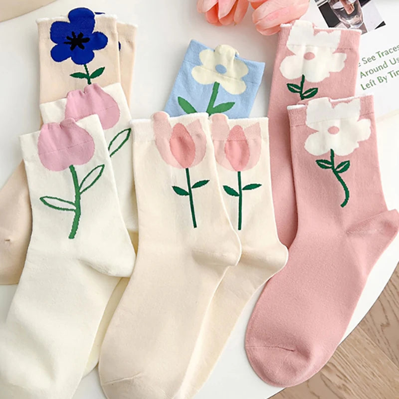 Women's Cartoon Flower Candy Color Socks | Stylish & Comfortable
