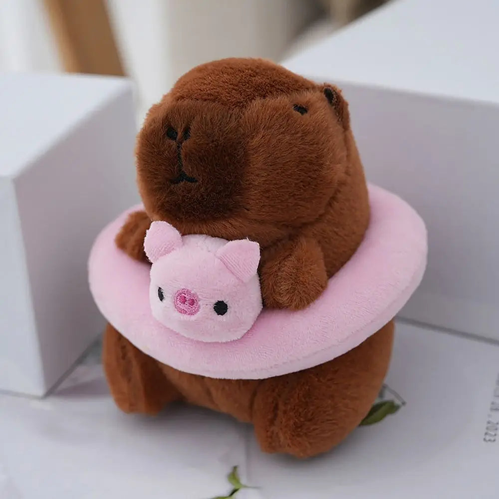 Capybara Plush Toy with Hoodie Wings Small Stuffed Animal Keychain Doll
