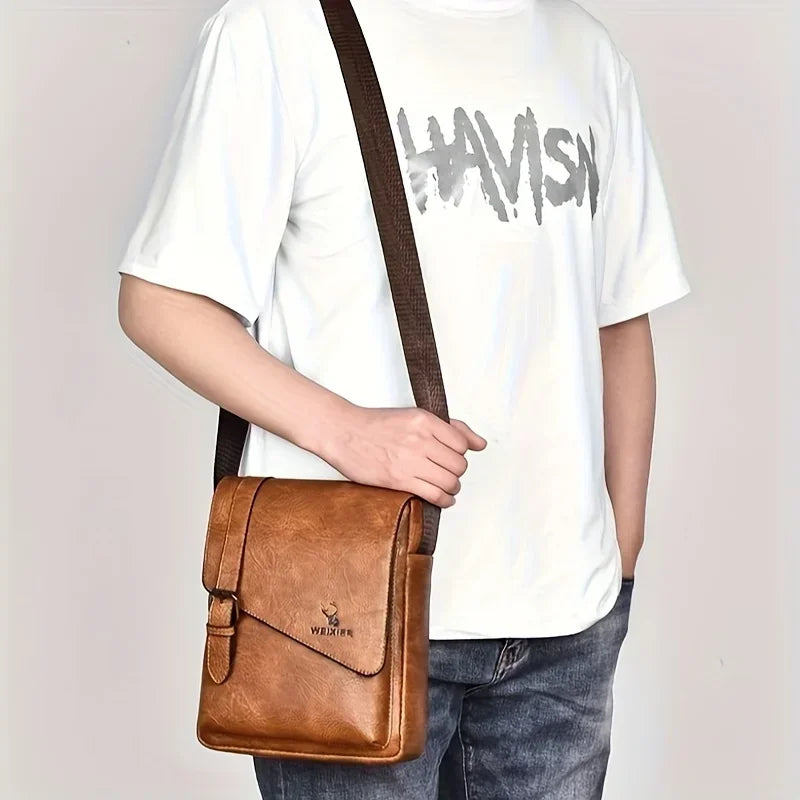 Bolso Bandolera Casual Vintage para Hombre | Elegante Bandolera de Cuero PU