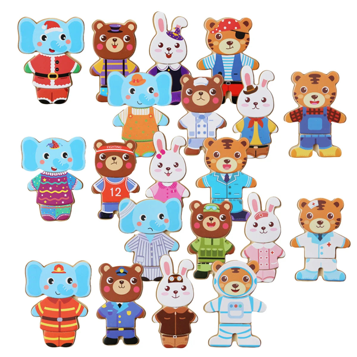 25Pcs Animal Dress-Up Wooden Play Set | Engaging Montessori Toys