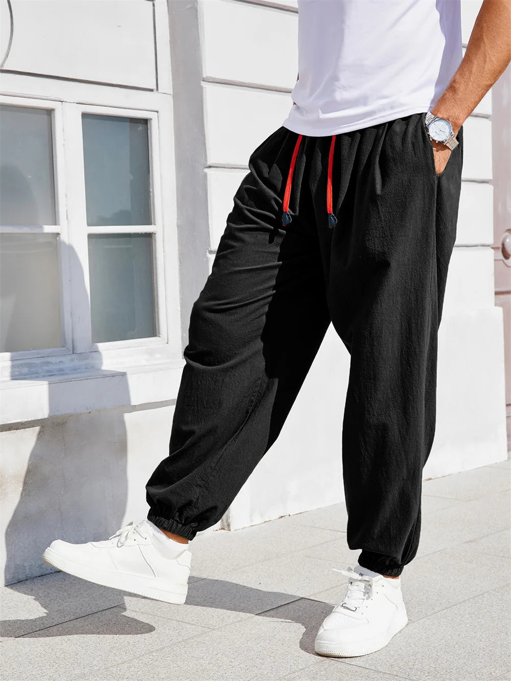Men's Loose Fit Harem Pants | Cozy Cotton-Linen Lounge Joggers
