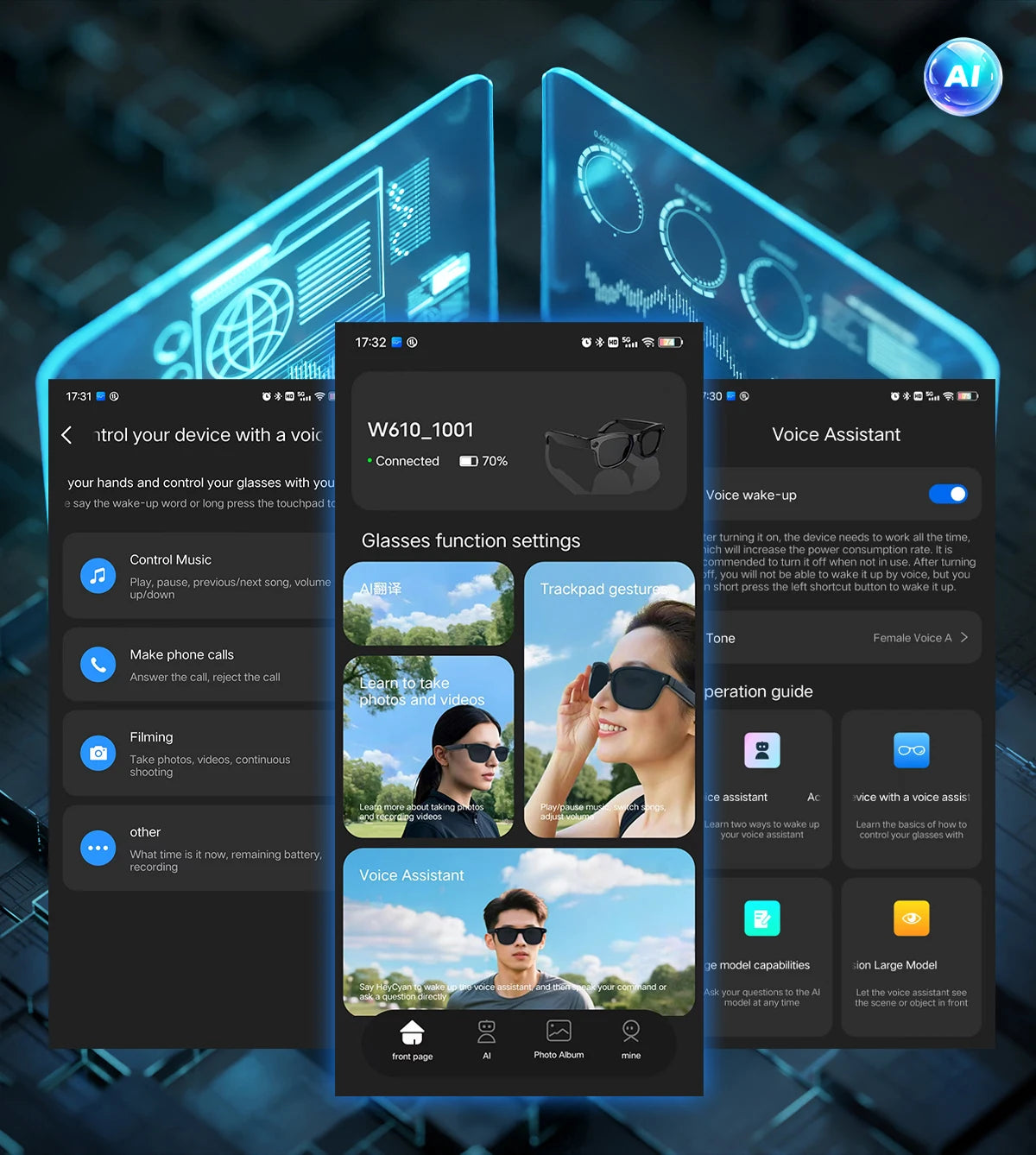 AI Smart Glasses with 13MP Camera & Language Translation