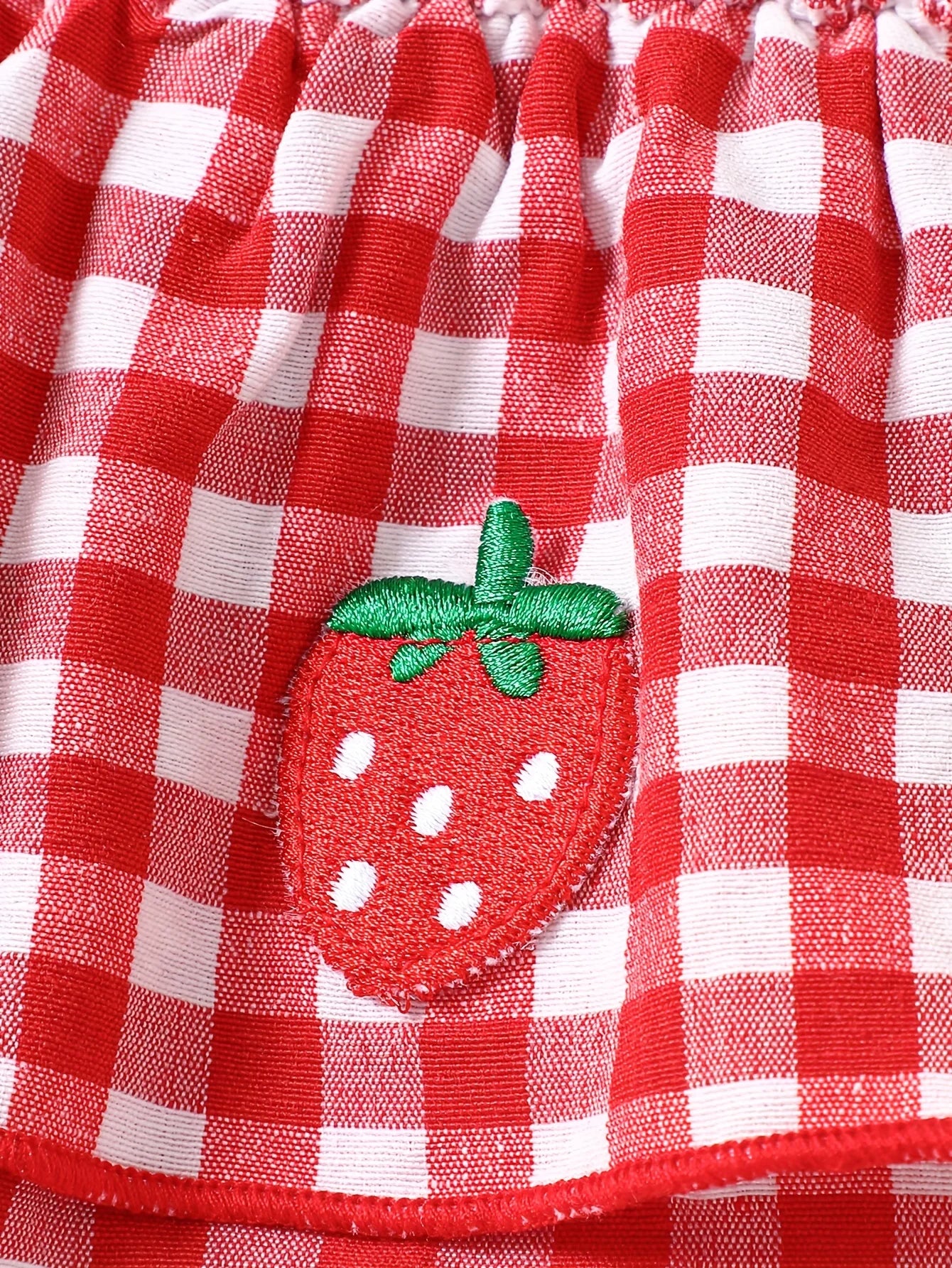 Baby Girl Strawberry Gingham Smocked Romper Dress | Adorable Summer Outfit