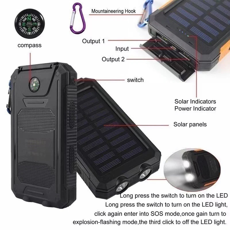 200000mAh Solar Power Bank | Fast Charging Portable Charger