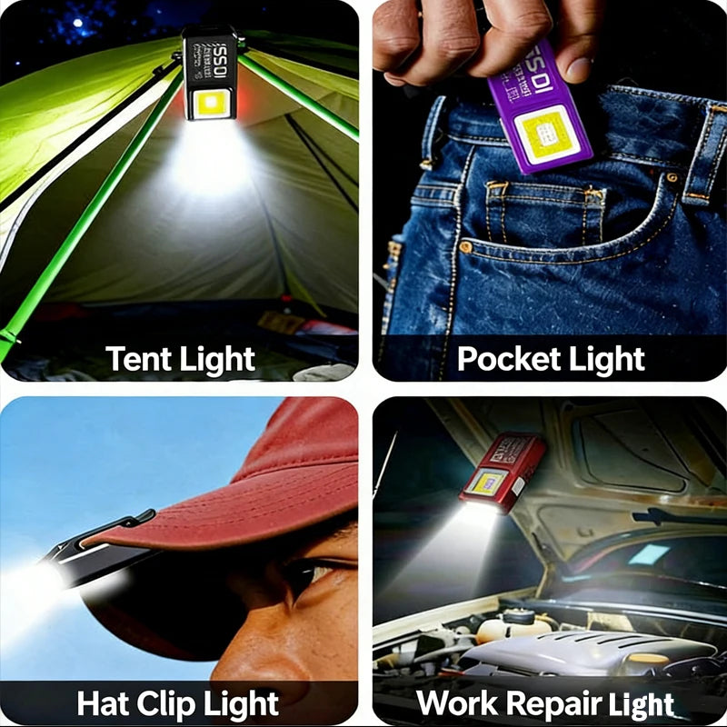Mini linterna LED COB | Luz recargable USB C resistente al agua