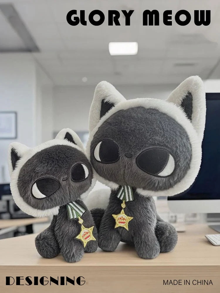 Kawaii Celestial Black Cat Plush Toy | Elegant Moonlight Design