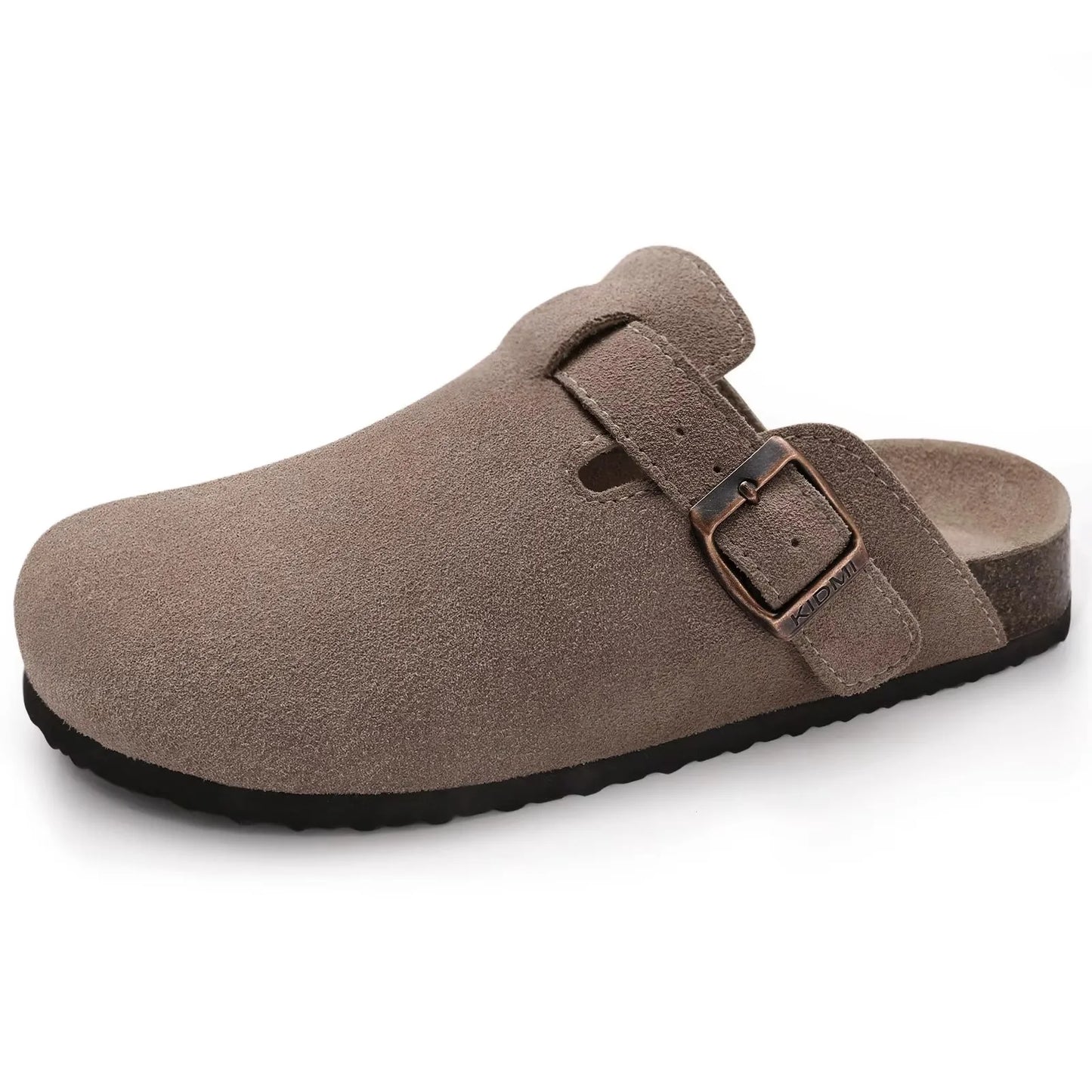 Women's Adjustable Buckle Cork Clogs | Comfortable Suede Slippers