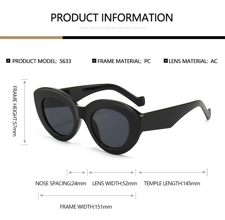Vintage Thick Frame Oval Cat Eye Sunglasses | Trendy Street Style
