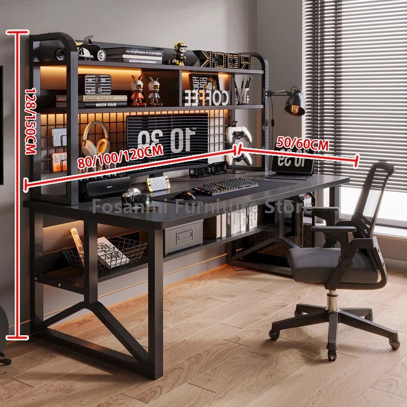 Black Wide Study Desk | Modern Sturdy Gaming Computer Table