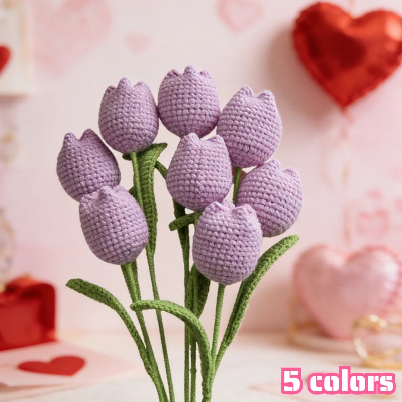 Hand Woven Crocheted Tulip Bouquets | Elegant Room Decor Gifts