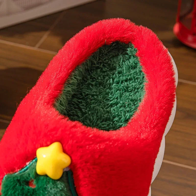 Cute Christmas Tree Fluffy Slippers | Cozy Indoor/Outdoor Slides