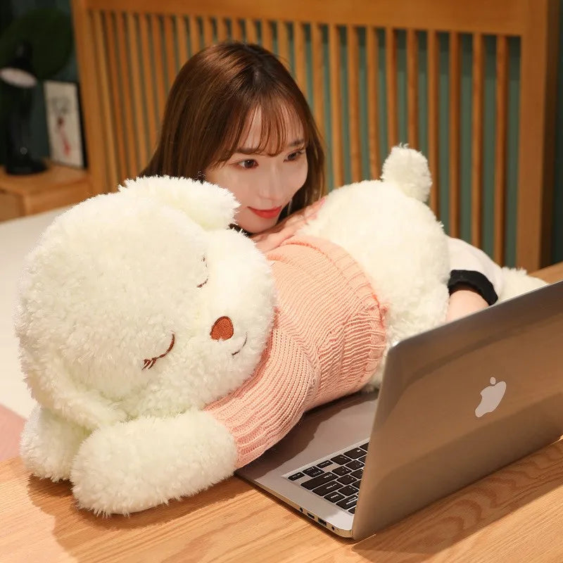 Lovely Giant Plush Dog Pillow | Soft Sweater Dog Stuffed Toy
