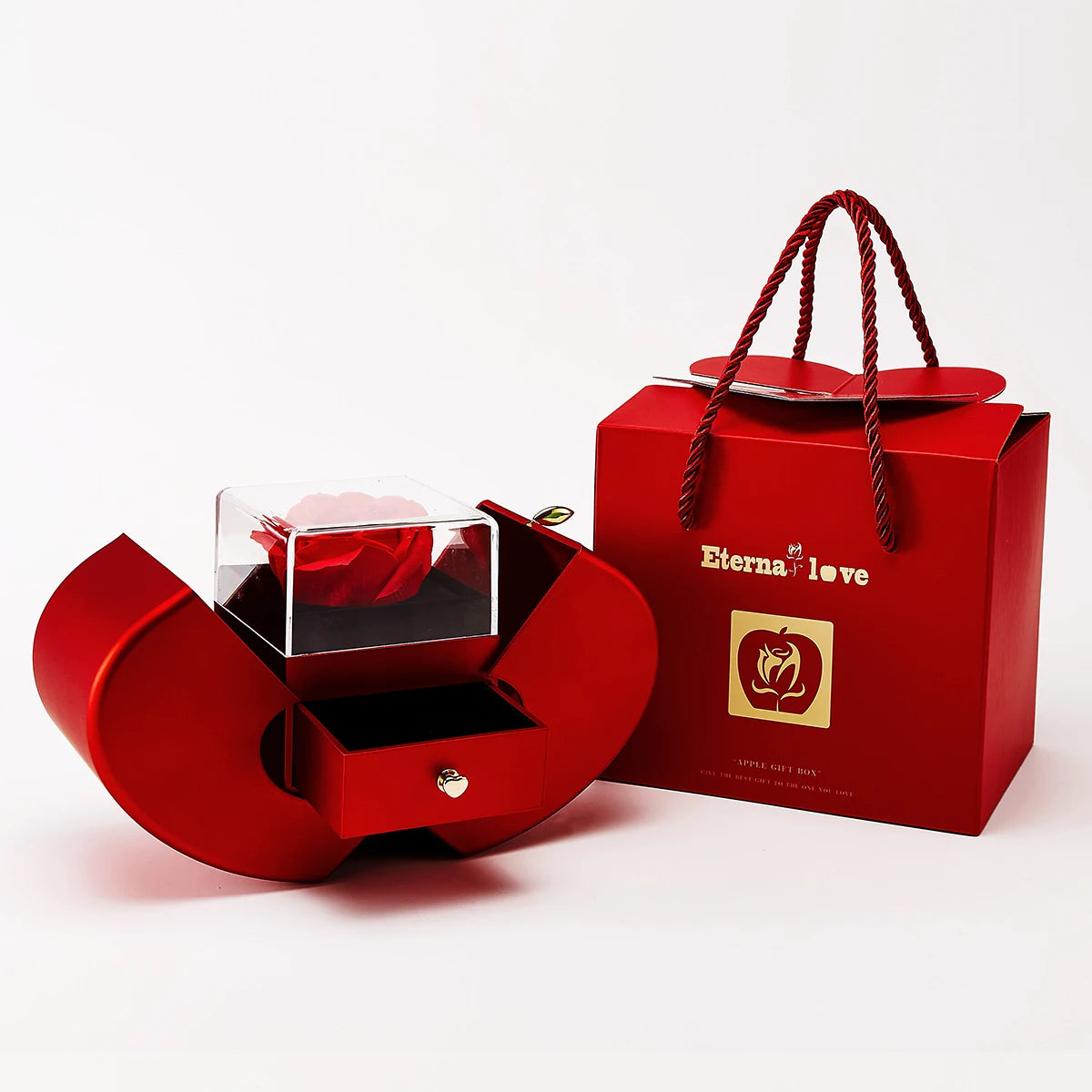 Romantic Sakura Pink Jewelry Box & Heart Necklace Gift Set for Women