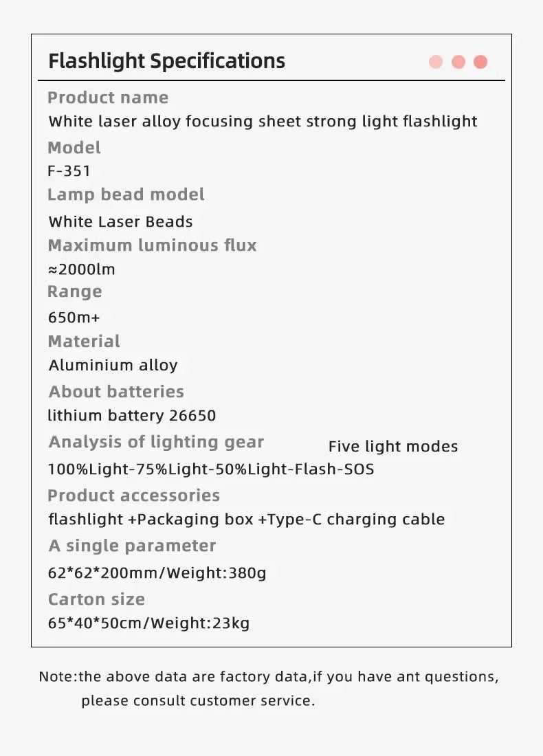 High Power Long Range LED Flashlight | Zoom & Colorful Light