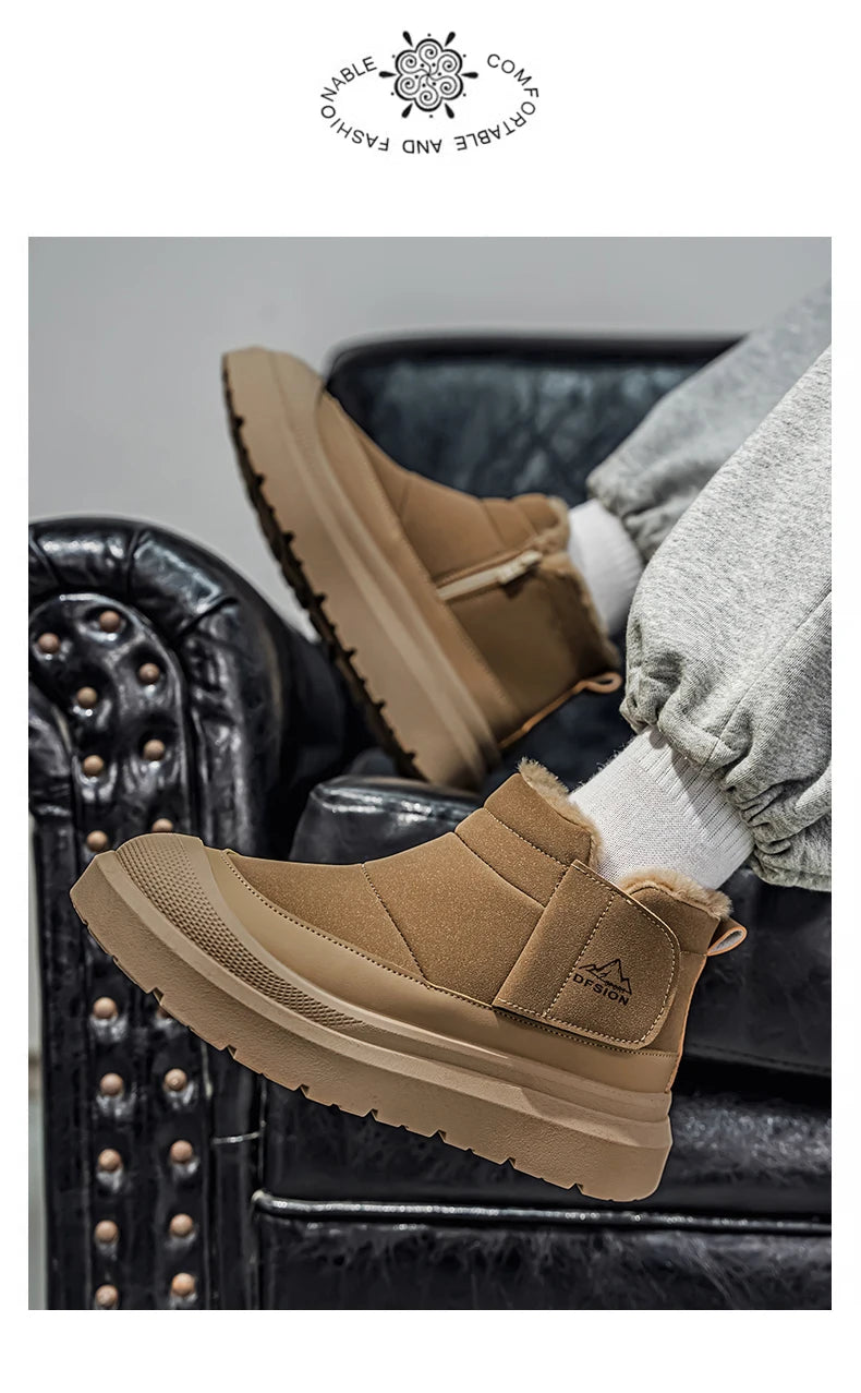 Men's Warm Plush Snow Boots | Cozy Winter Ankle Shoes