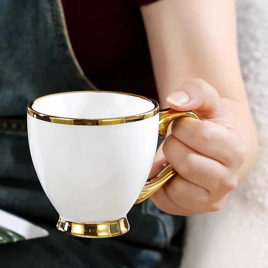 Juego de tazas de café retro japonesas con diseño floral de 280 ml | Vajilla elegante