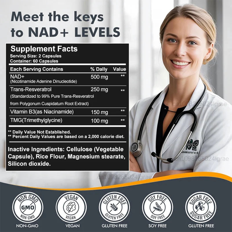 NAD+ Resveratrol Capsules | Cellular Repair & Energy Boost