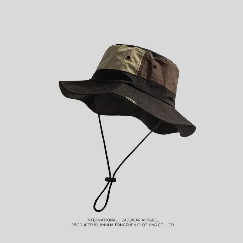 Japanese Style Summer Sun Protection Bucket Hat Color Matching Casual Hat Unisex for Outdoor Hiking Camping Travel Daily Wear