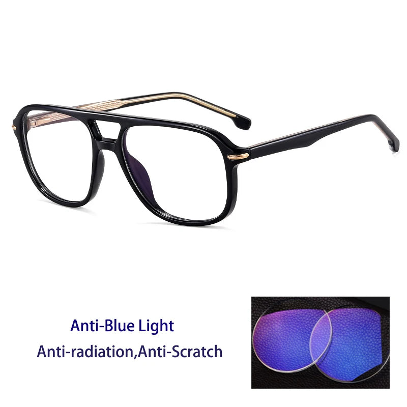 Retro Double Beam Pilot Optical Glasses | Anti Blue Light Eyewear