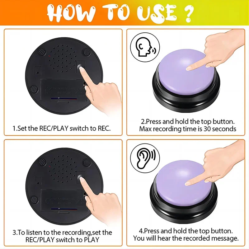 Interactive Recordable Dog Toy | Travel Talking Button for Pets