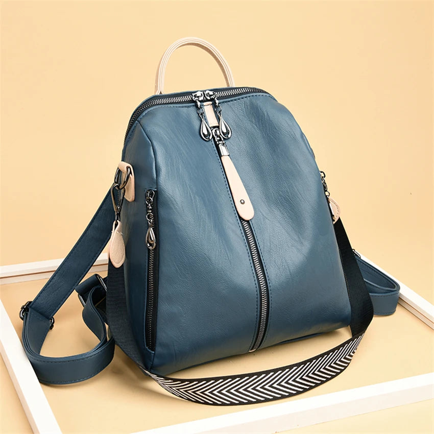Stylish Women's Soft Leather Backpack | Ideal for Travel & School