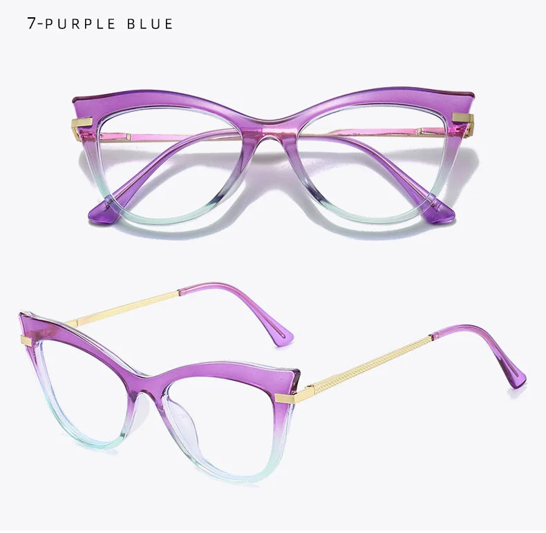 Gradient Cat-Eye Glasses | Retro Y2K Style for Fashion Enthusiasts