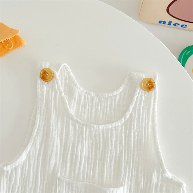 3Pcs Muslin Baby Jumpsuit Set | Stylish Summer Outfit for Kids