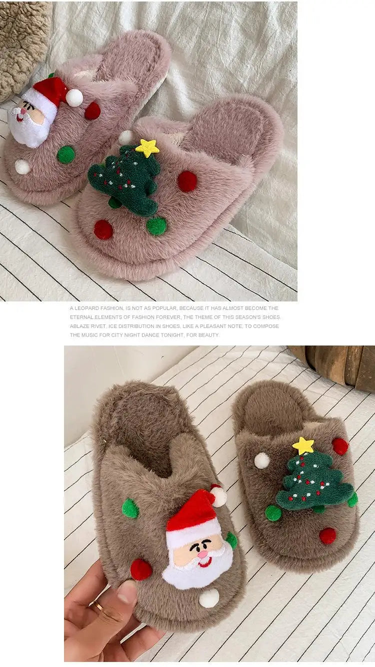 Christmas Kids Plush Slippers | Warm Cotton Indoor Shoes