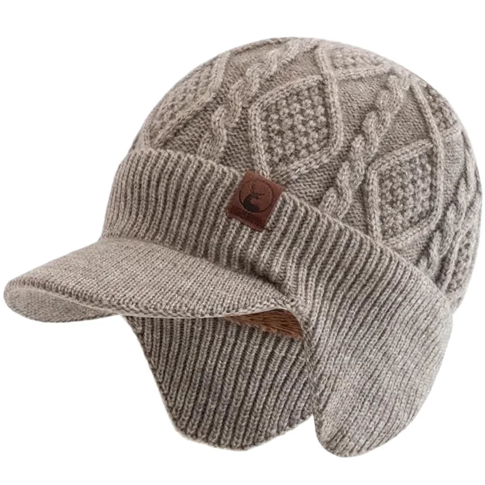 Unisex Fleece Lined Earflap Beanie Hat | Stylish Warm Winter Cap