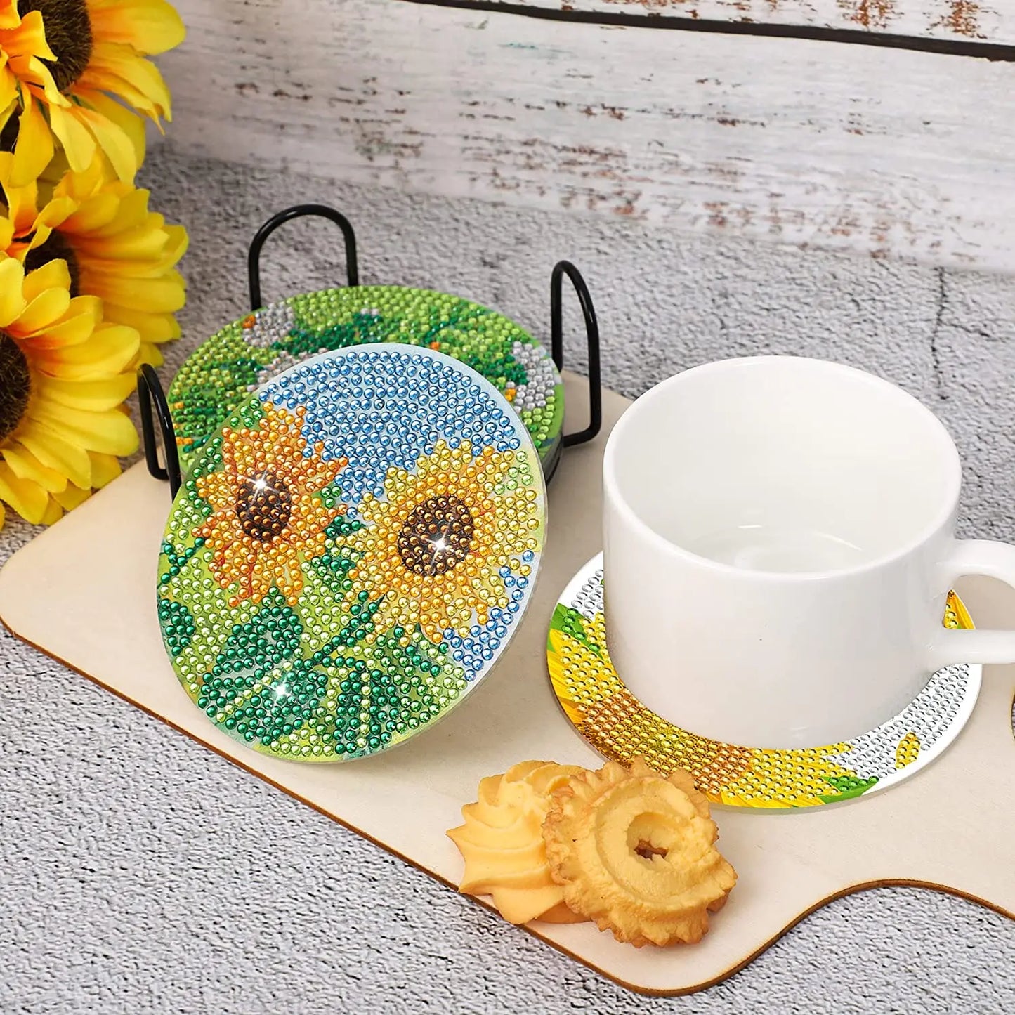 8-Piece DIY Mandala Diamond Painting Coasters | Full Drill Art Set