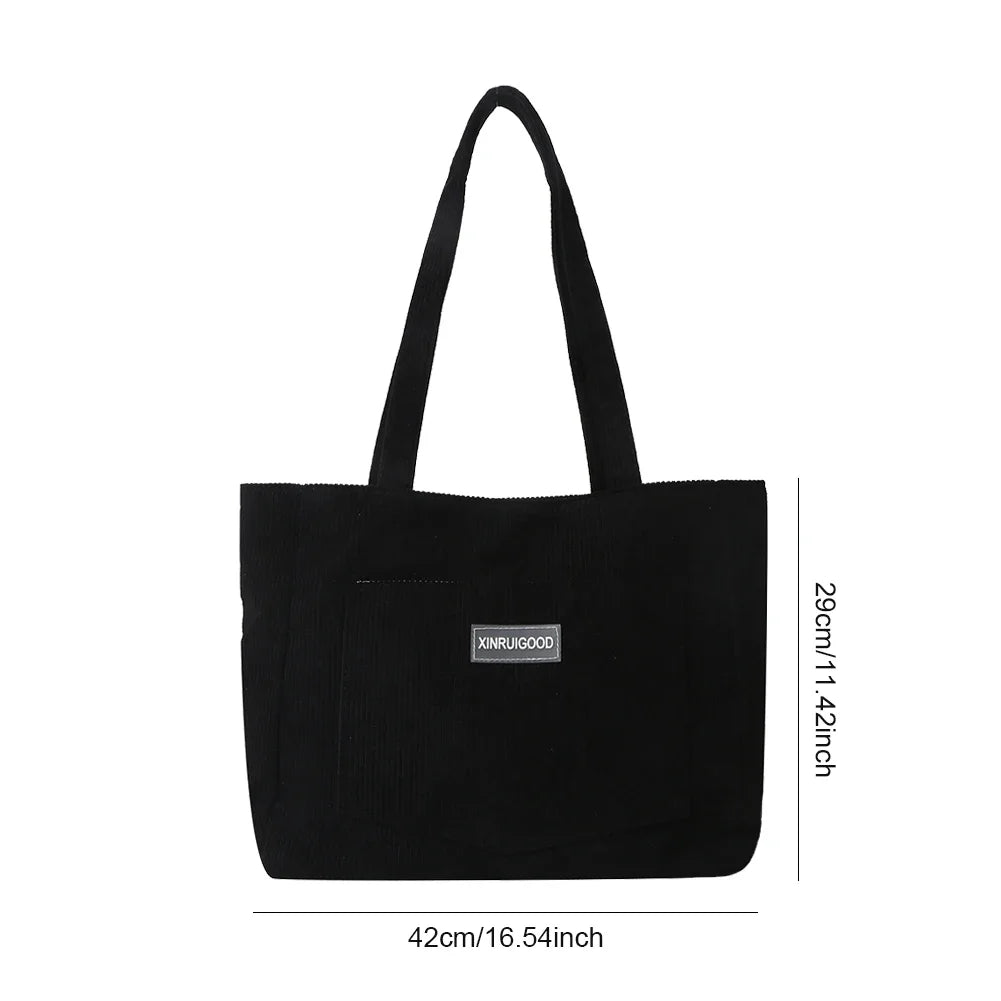 Stylish Waterproof Corduroy Tote Bag for Women | Large Capacity