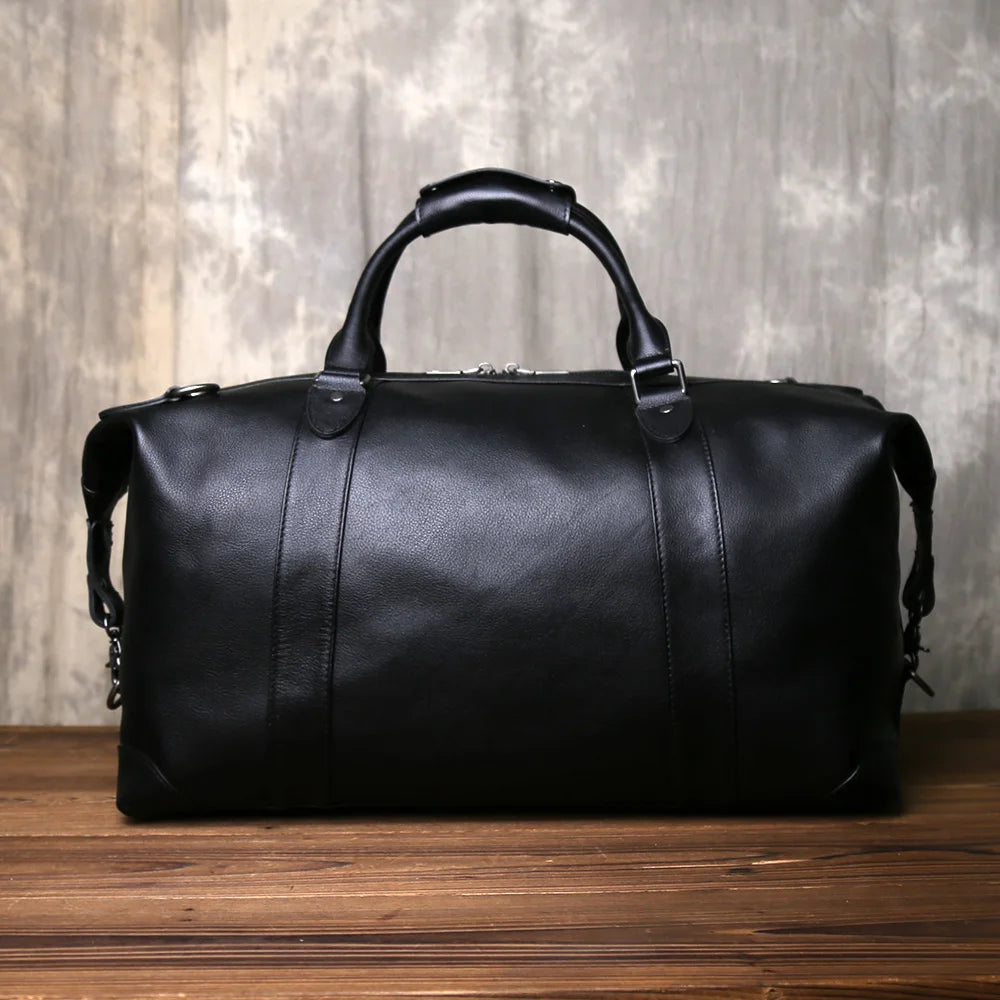 Retro Genuine Leather Men's Travel Bag | Large Capacity Crossbody