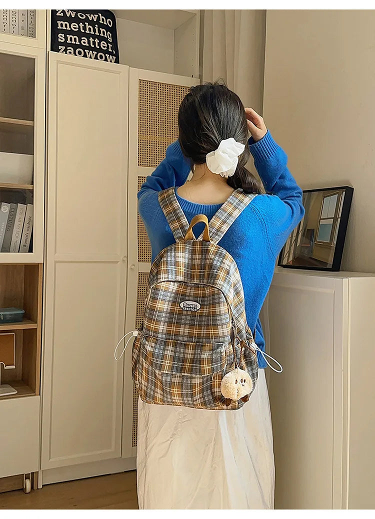 Large Capacity Plaid Backpack | Versatile Travel & School Bag
