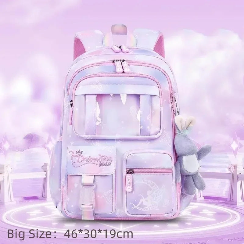 Cute Waterproof Rainbow Backpack for Girls | Spine Support Design