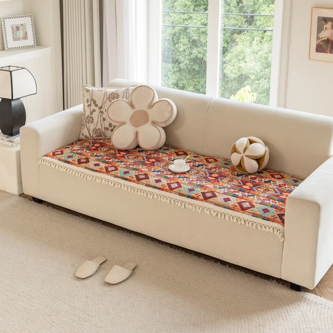 Boho Pattern Quilting Sofa Pad | Anti-Slip Multi-Use Cover