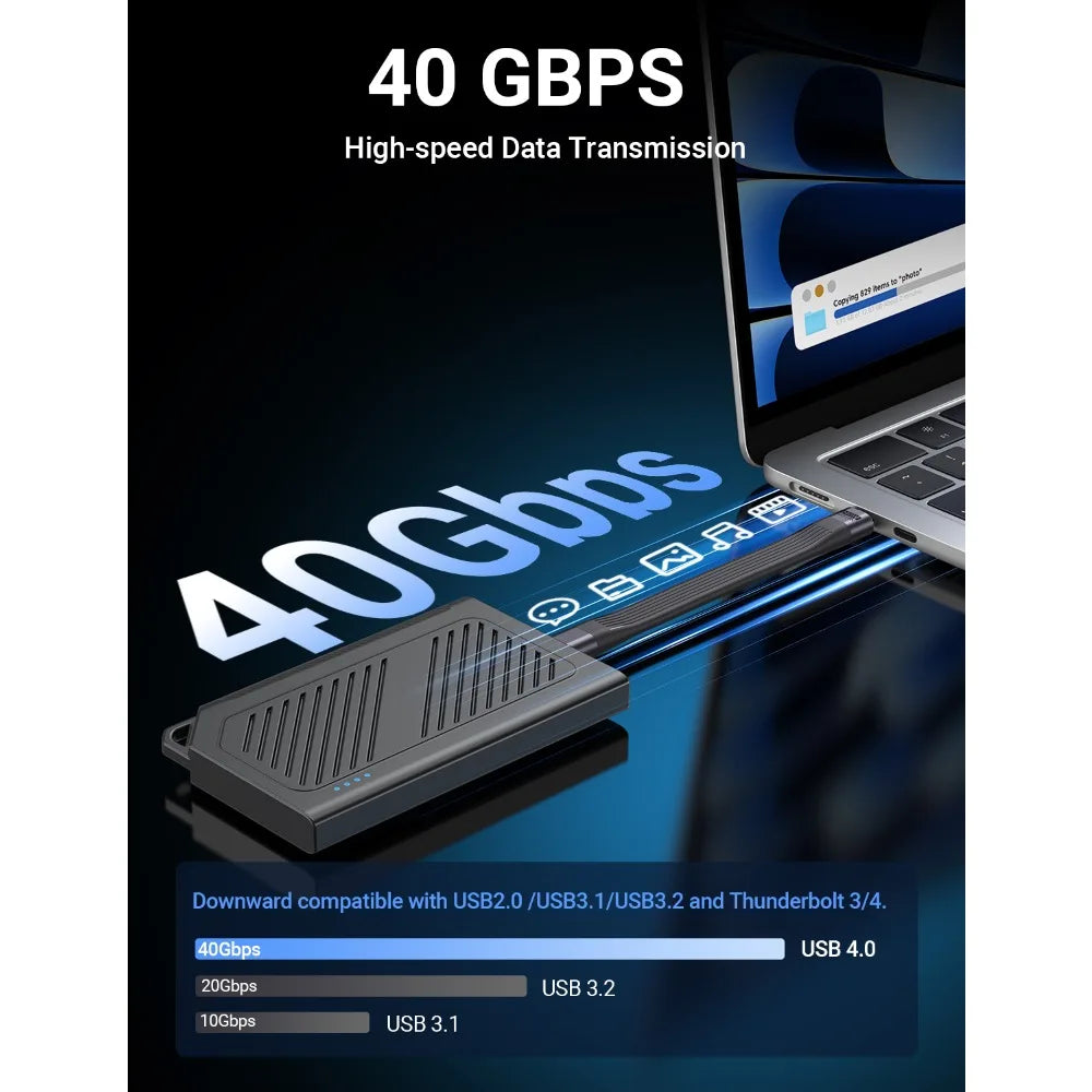 240W USB4 Type C Short Cable | Fast Charging & Data Transfer