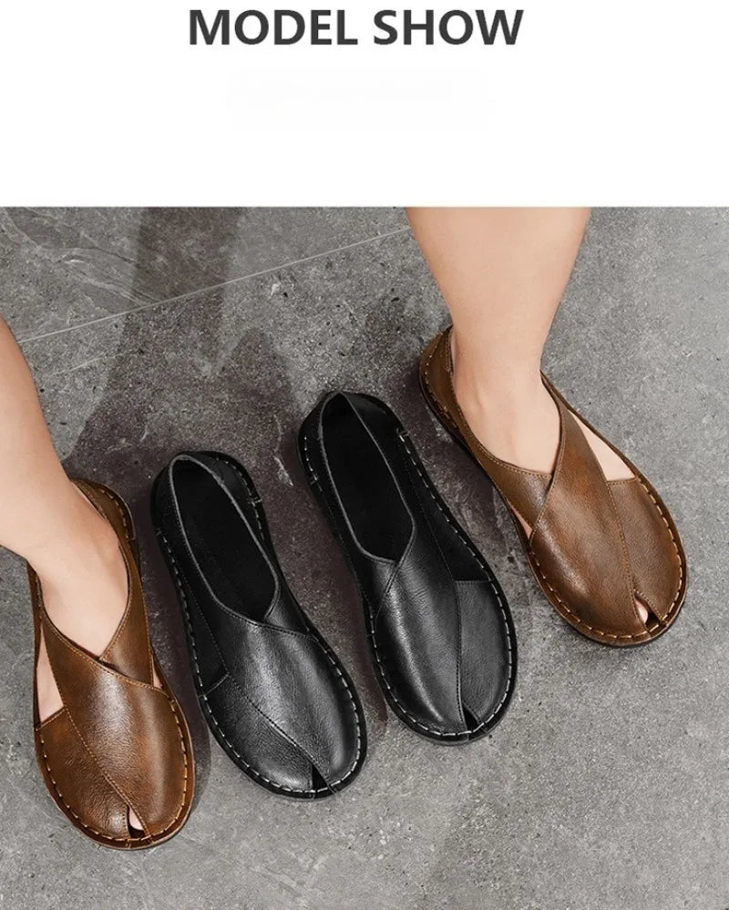 Men's Lightweight Breathable Leather Sandals | Summer Beach Shoes