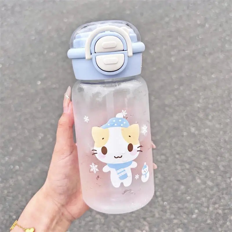 500ML Cute Cat Water Bottle | Portable Straw Cup for Kids