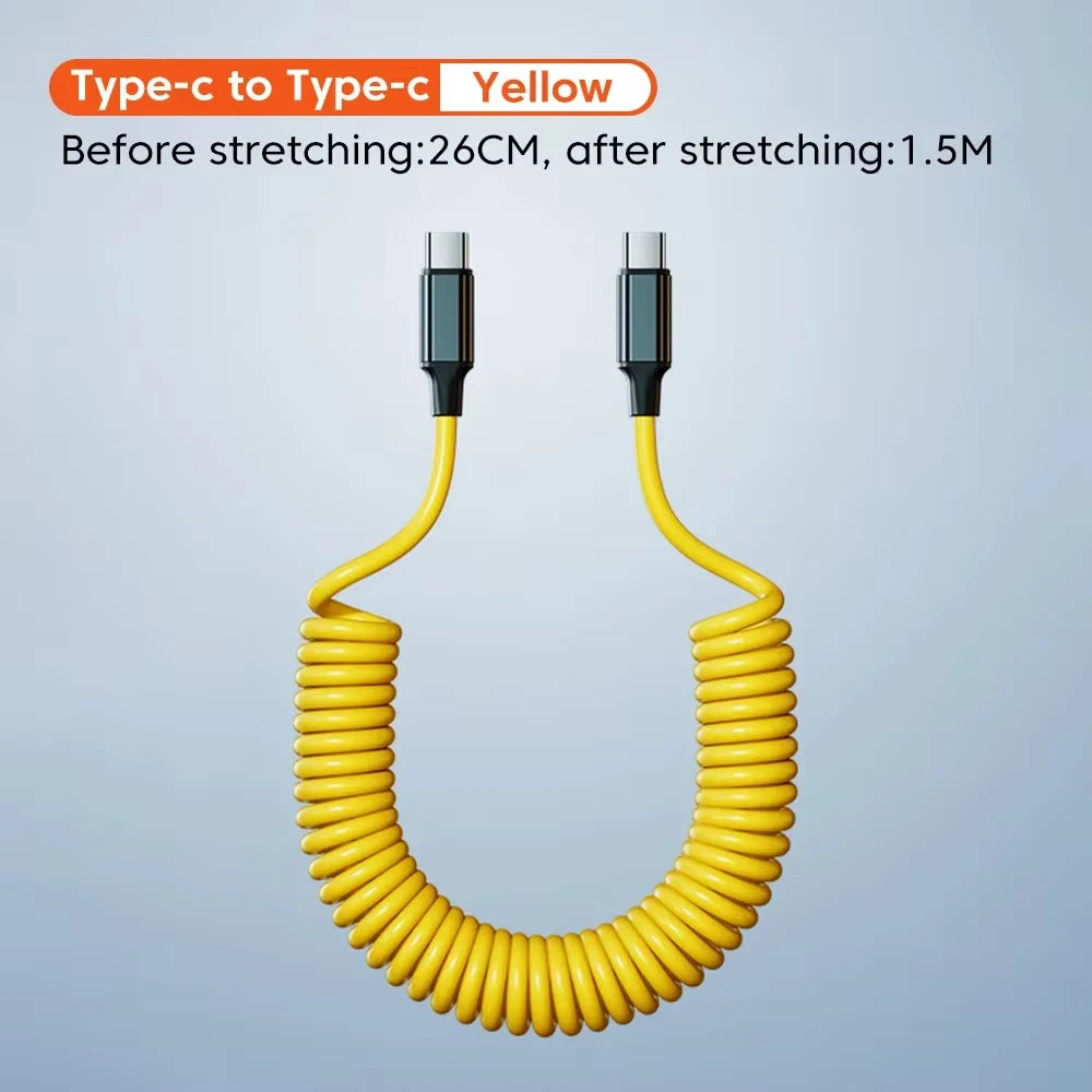 Retractable Fast Charging USB C Cable | 100W Spring Charging Solution