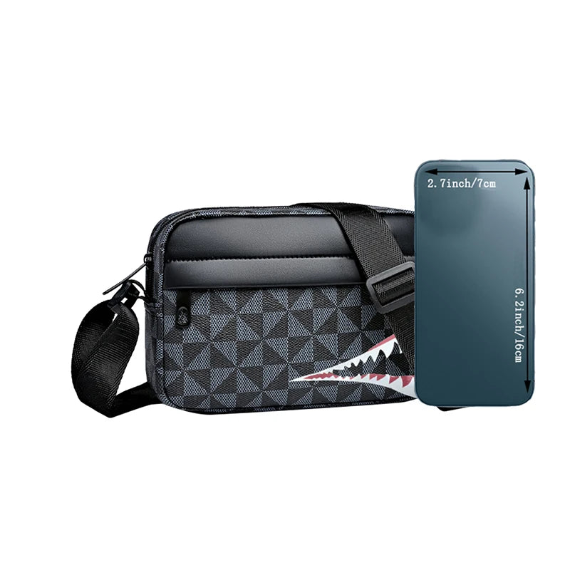 Stylish Shark-Pattern Men's Crossbody Bag | Practical Casual Shoulder Bag