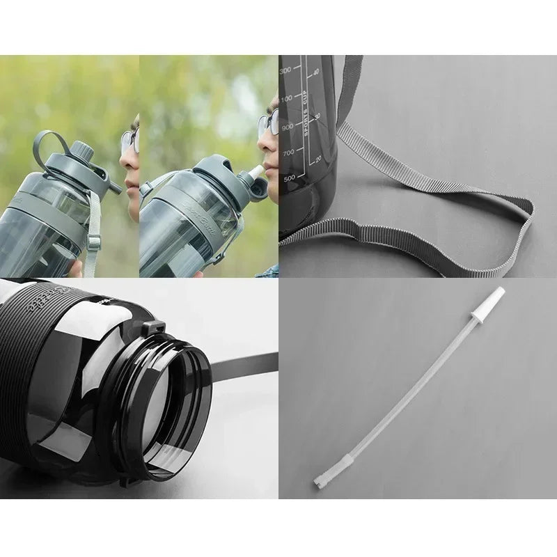 Outdoor Double Straw Water Drinking Bottle | BPA Free Sports Cup